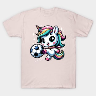 Cute Unicorn Playing Soccer T-Shirt